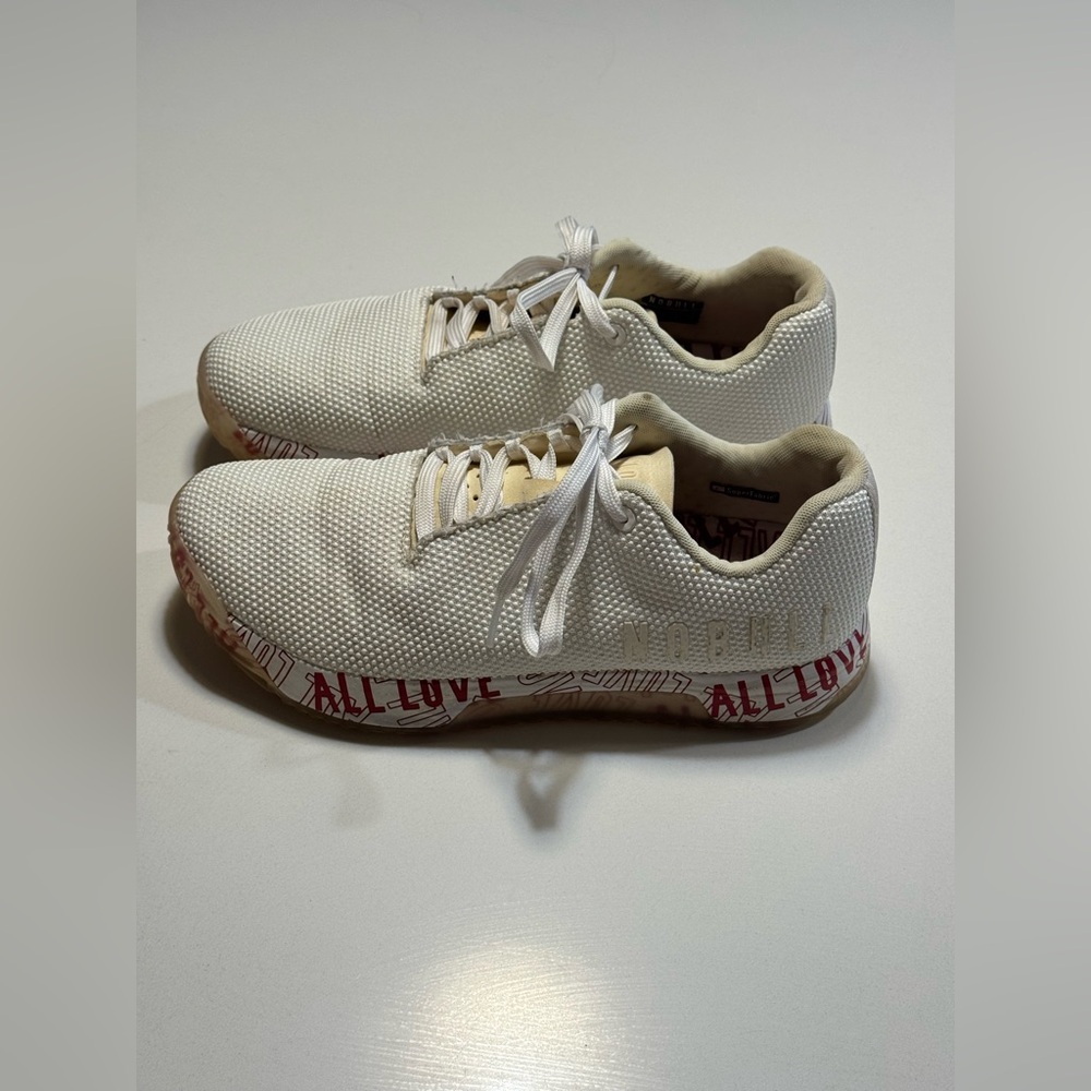 NOBULL Outwork Edge Unisex Strength Training Shoes M 9 / W 10.5 All Love White - Picture 2 of 9